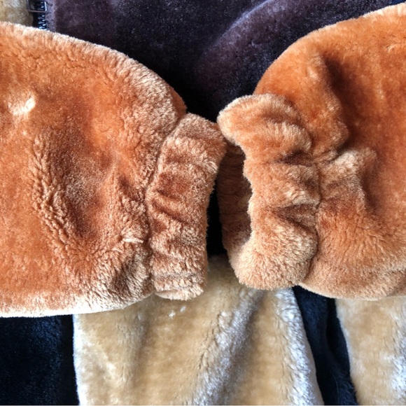 UO Urban Outfitters Faux Fur Patchwork Jacket Men's Unisex Size Medium Brown Tan - Picture 5 of 10